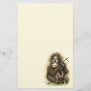 Orangutan Baby With Leaves Stationery