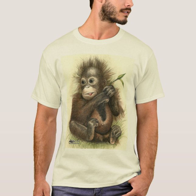 Orangutan Baby With Leaves T-Shirt (Front)