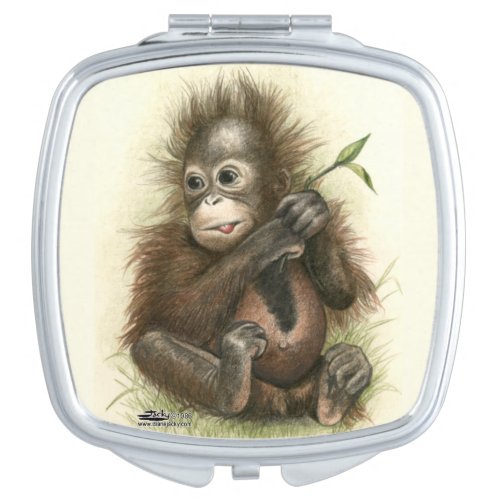Orangutan Baby With Leaves Vanity Mirror