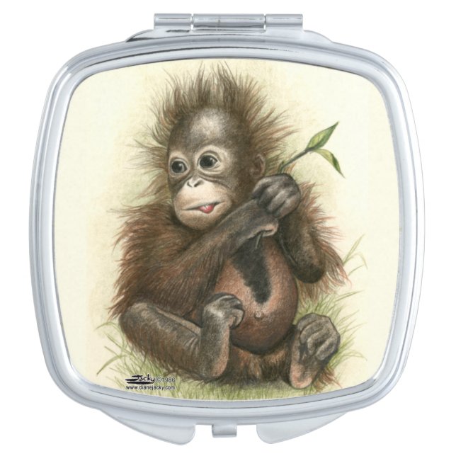 Orangutan Baby With Leaves Vanity Mirror (Front)