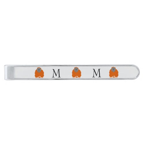 Orangutan Design Monogrammed Silver Finish Tie Bar