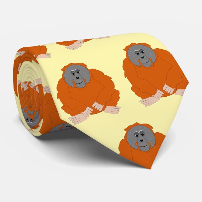 Orangutan Design Neck Tie (Rolled)