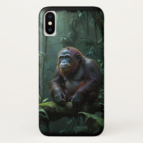 Orangutan Elder in Borneo Jungle iPhone X Case