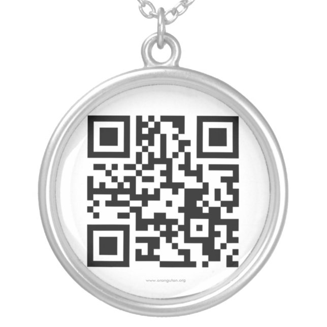 Orangutan Foundation International QR code Silver Plated Necklace (Front)