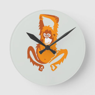 ORANGUTAN - Graphic Wild animals- Ape Round Clock