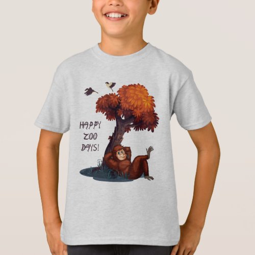Orangutan Happy Zoo Days Boys Wildlife Animal T_Shirt