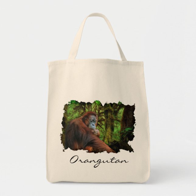 Orangutan & Jungle Primate Wildlife Grocery Tote (Front)