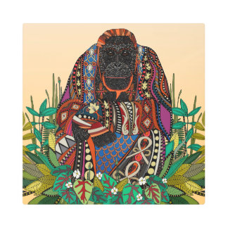 orangutan king cornsilk metal print