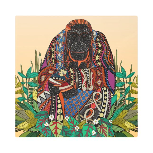 orangutan king cornsilk metal print (Front)