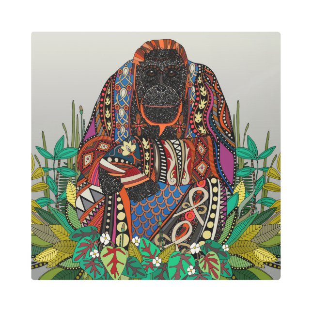 orangutan king pewter metal print (Front)