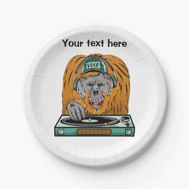 Orangutan making music paper plates (Front)
