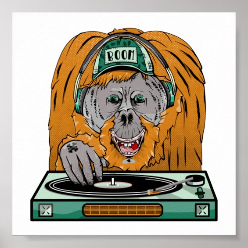 Orangutan making music poster
