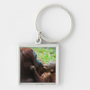 Orangutan mother and baby keychain