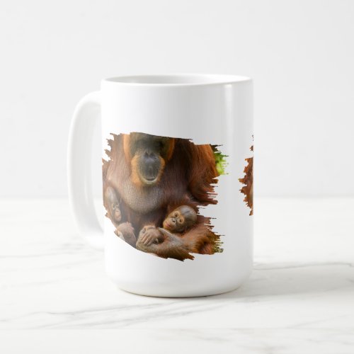 Orangutan Mother Holding Two Babies Coffee Mug