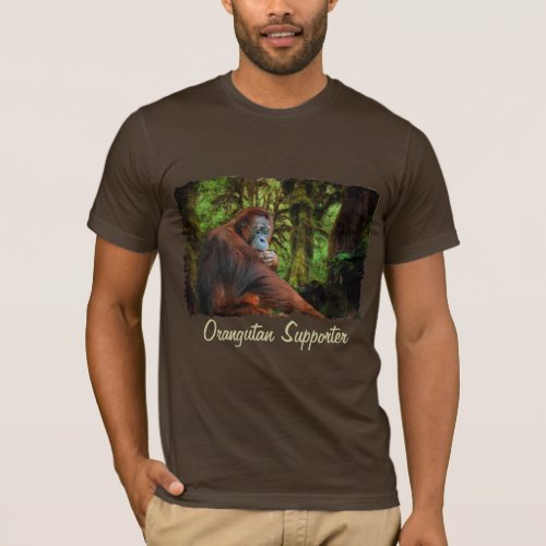 Orangutan Supporter Red Ape Wildlife Art T_Shirt