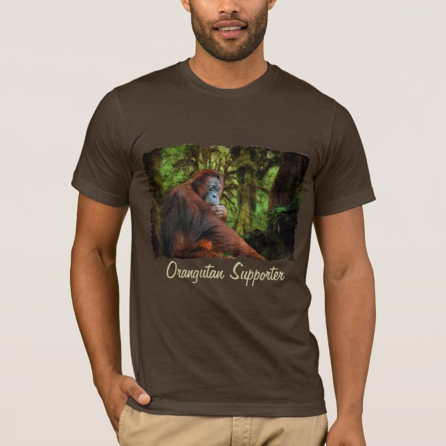 Orangutan Supporter Red Ape Wildlife Art T-Shirt (Front)
