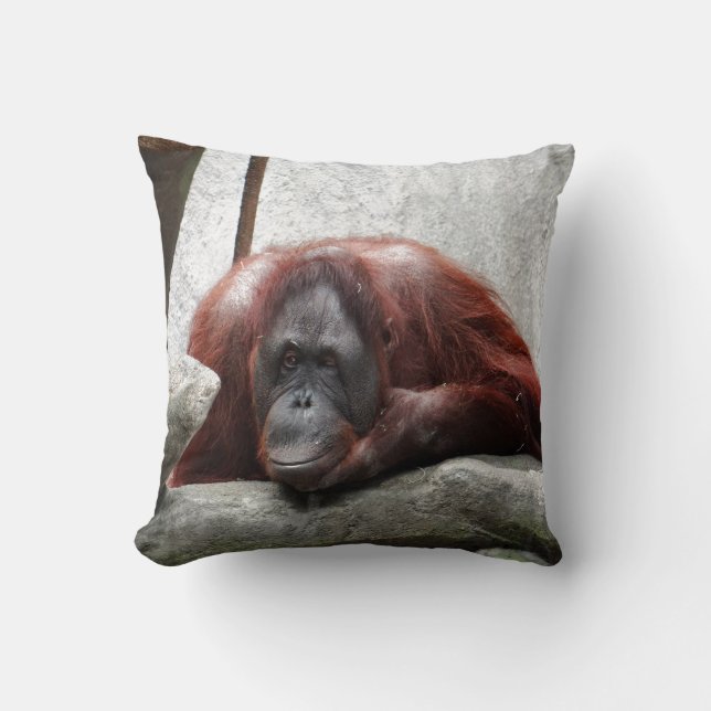 Orangutan Throw Pillow (Front)