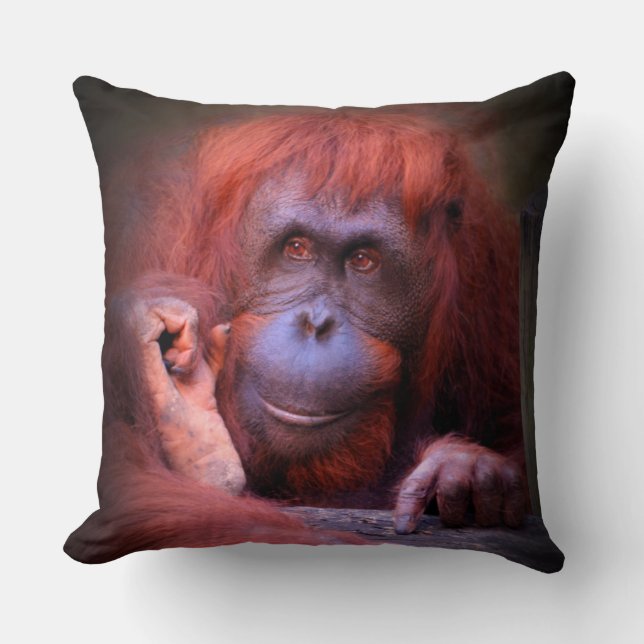 Orangutan Throw Pillow (Front)