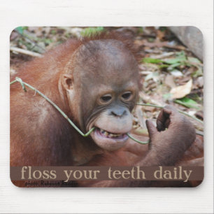 Orangutan Tooth Care Flossing Mouse Pad