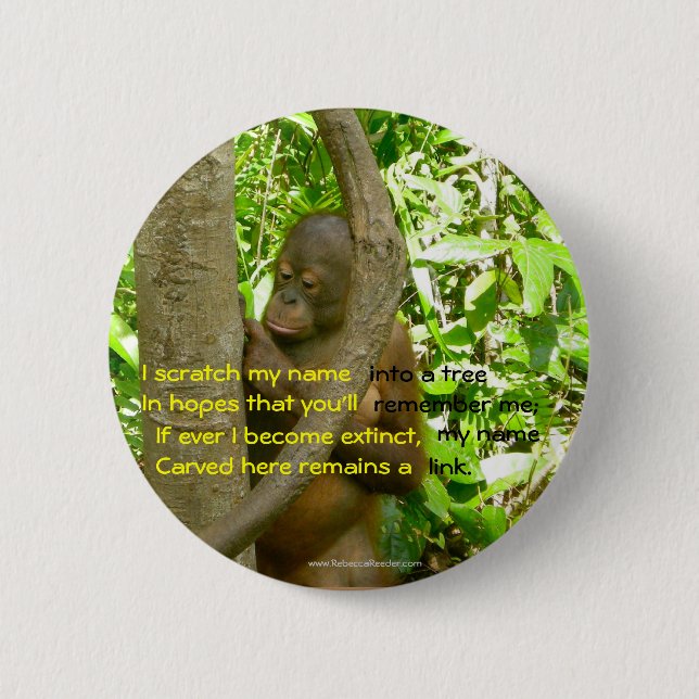 Orangutan Tribute Pinback Button (Front)