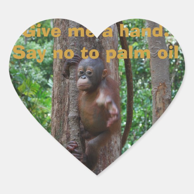 Orangutan Wildlife Heart Sticker (Front)