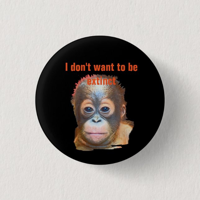 Orangutan Wildlife Pinback Button (Front)
