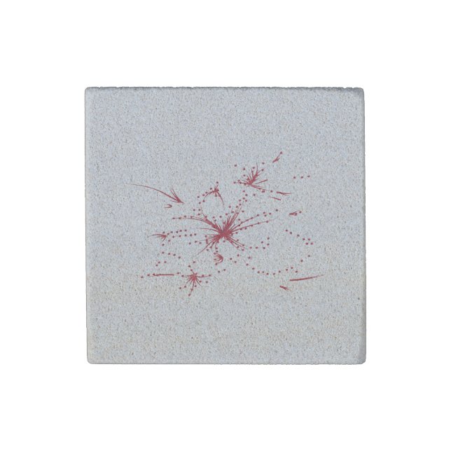 Orangy Red, Cyan and Magenta dot Stone Magnet (Front)