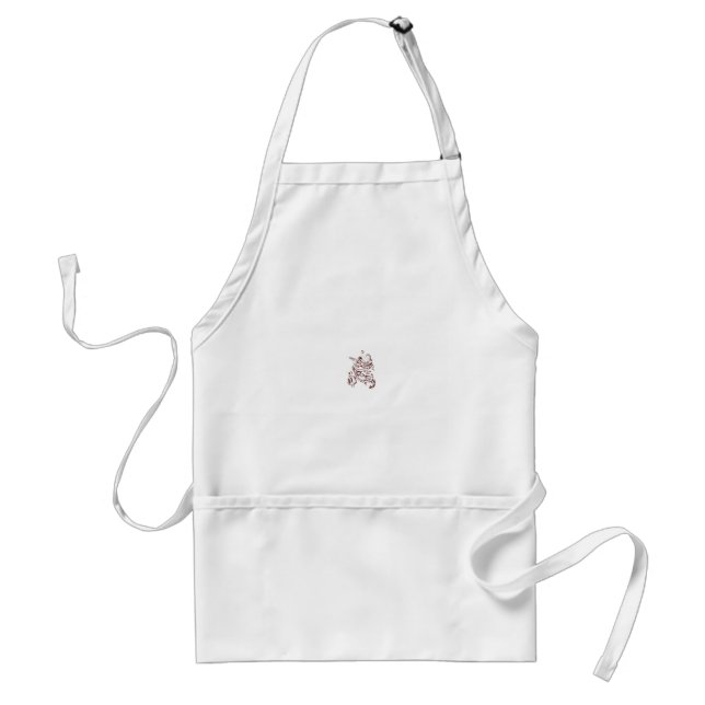 Orangy Red decorative Design Adult Apron (Front)