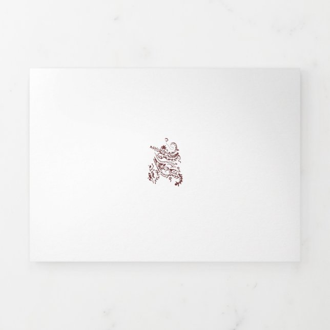 Orangy Red decorative Design Tri-Fold Card (Cover)