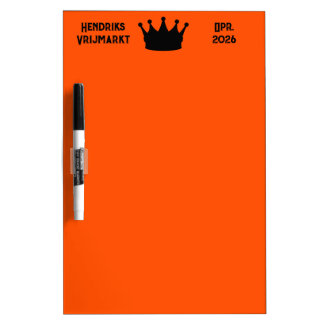 Oranje Whiteboard Koningsdag Vrijmarkt - met Kroon