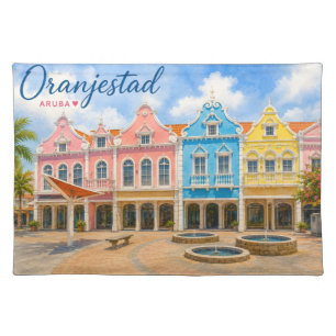 Oranjestad Aruba Caribbean Island Travel Souvenir Cloth Placemat