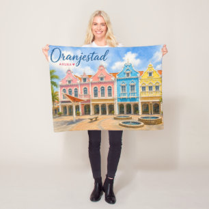 Oranjestad Aruba Caribbean Island Travel Souvenir Fleece Blanket