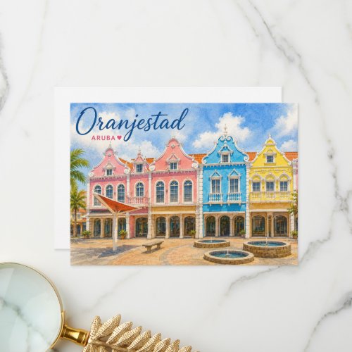 Oranjestad Aruba Caribbean Island Travel Souvenir Thank You Card