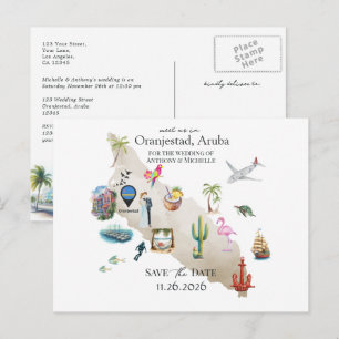 Oranjestad Aruba Destination Wedding Save the Date Postcard