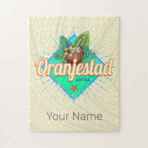 Oranjestad Aruba Retro Vintage Caribbean Souvenir Jigsaw Puzzle