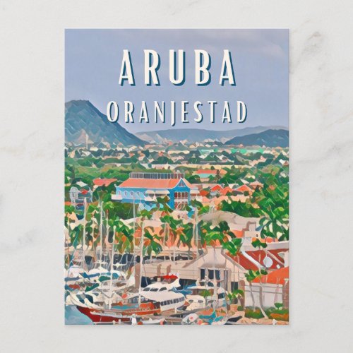 Oranjestad the colorful city of the Caribbean Postcard