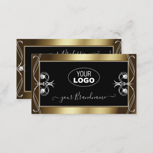 Orante Black Brown Golden Sparkle Jewels with Logo Business Card