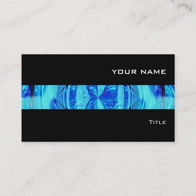 Orb Blue stripe business card black (Front)