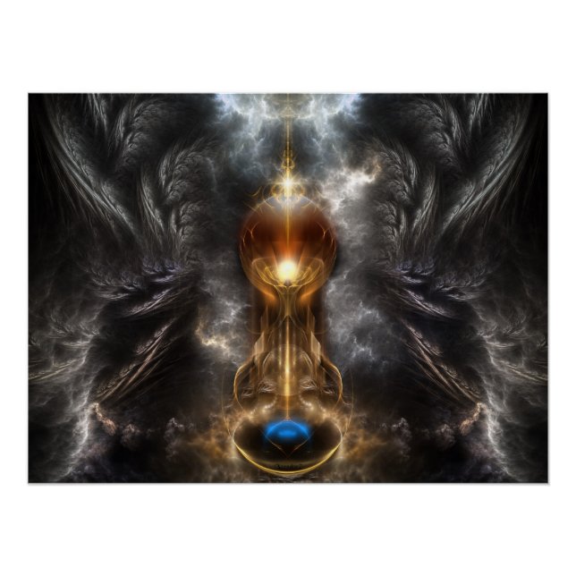 Orb Of Light Fractal Art Perfect Poster (Front)