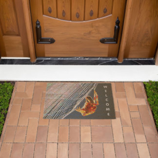 Orb Spider on Web Fiber Doormat