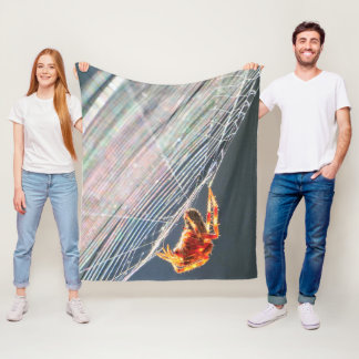 Orb Spider on Web Fleece Blanket