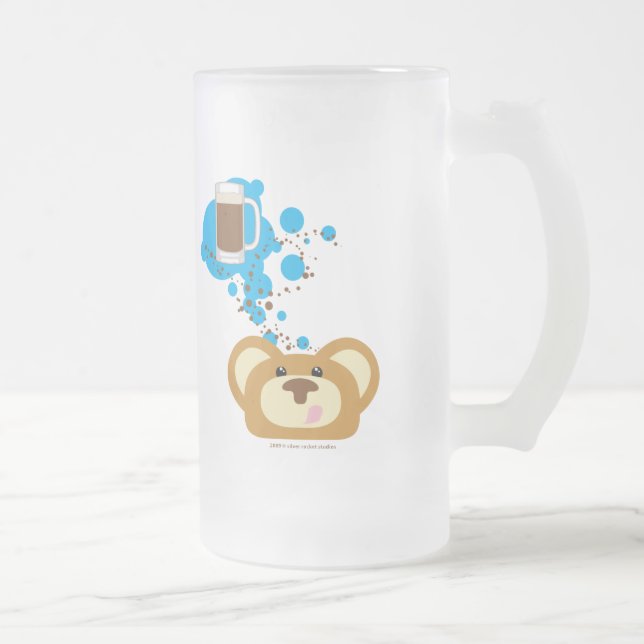 orbie bear thinking of rootbeer float frosted glass beer mug (Right)