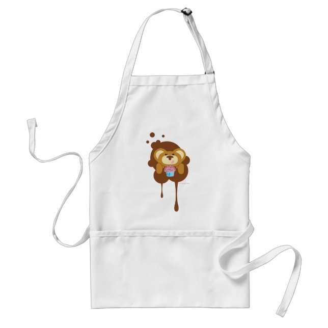 orbiebearwithcupcake adult apron (Front)