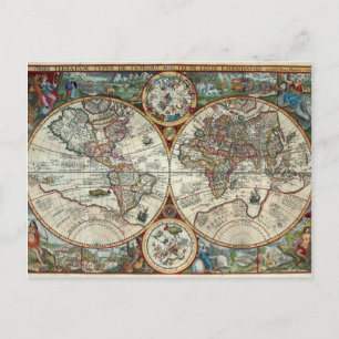 Orbis Terrarum 1594 - Famous World Map Postcard