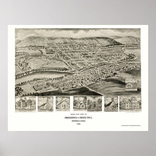 Orbisonia  Rock Hill PA Panoramic Map _ 1906 Poster