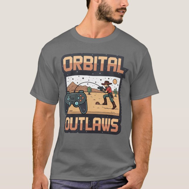 Orbital Outlaws Retro Video Game friends T-Shirt (Front)