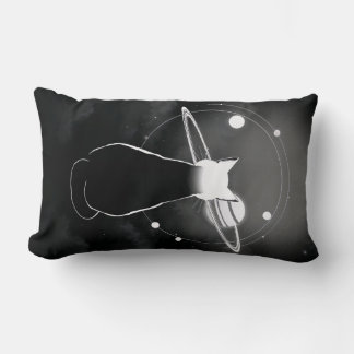 Orbiting Cosmic Cat  Pillow — Minimalist Design