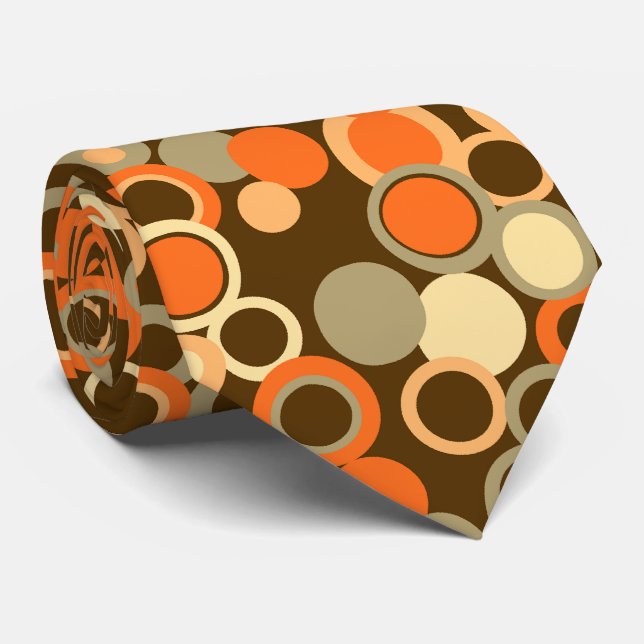 Orbs Polka Dot Abstract Brown Two-sided Neck Tie (Rolled)
