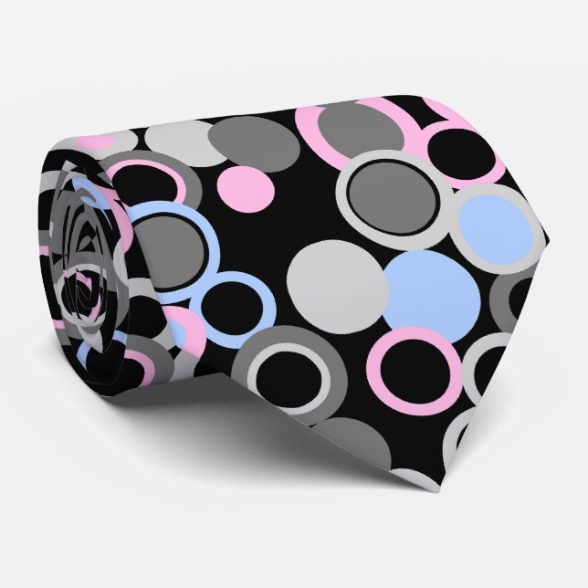 Orbs Polka Dot Black Two-sided Printed Tie (Rolled)