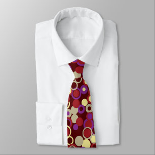 Orbs Polka Dot Burgundy Two-sided Printed Neck Tie
